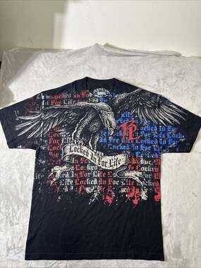 Body Lock Y2K Biker T Shirt Men’s XL Eagle Gothic All Over Print Graphic Tee